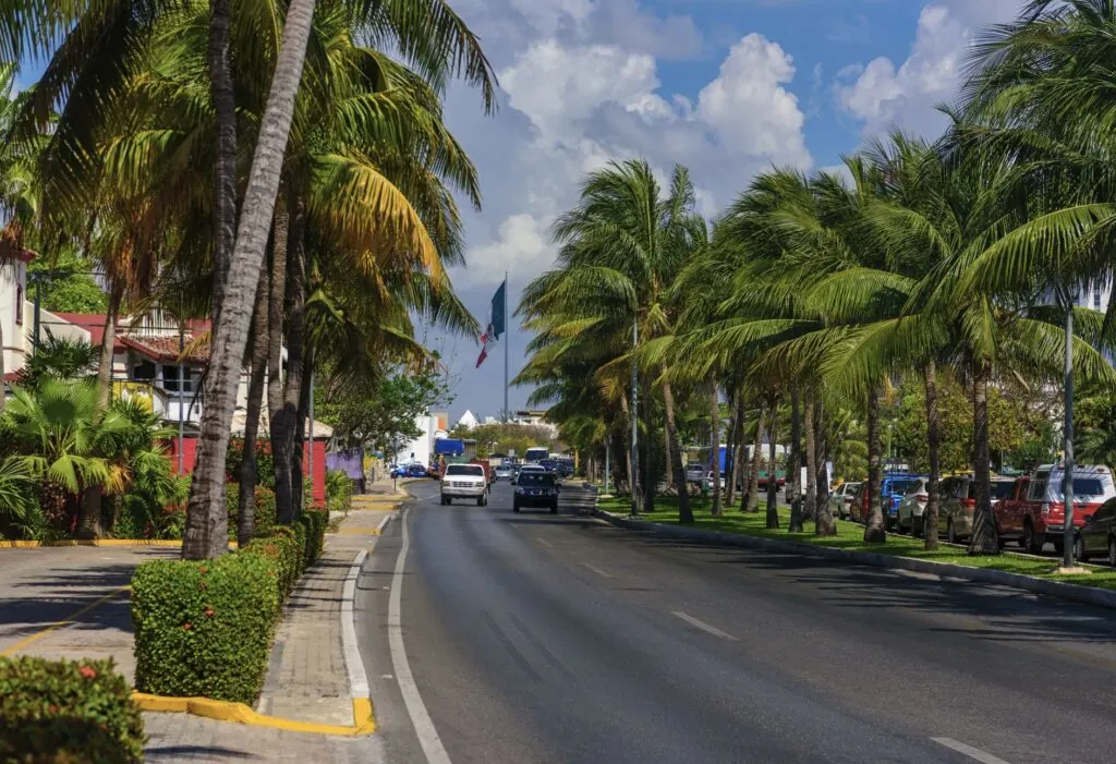 Cancun Road With Traffic