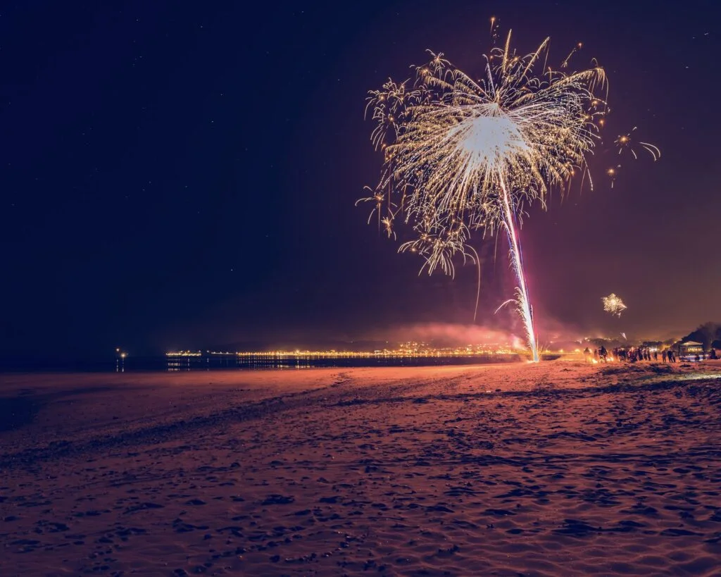 Fireworks on beach