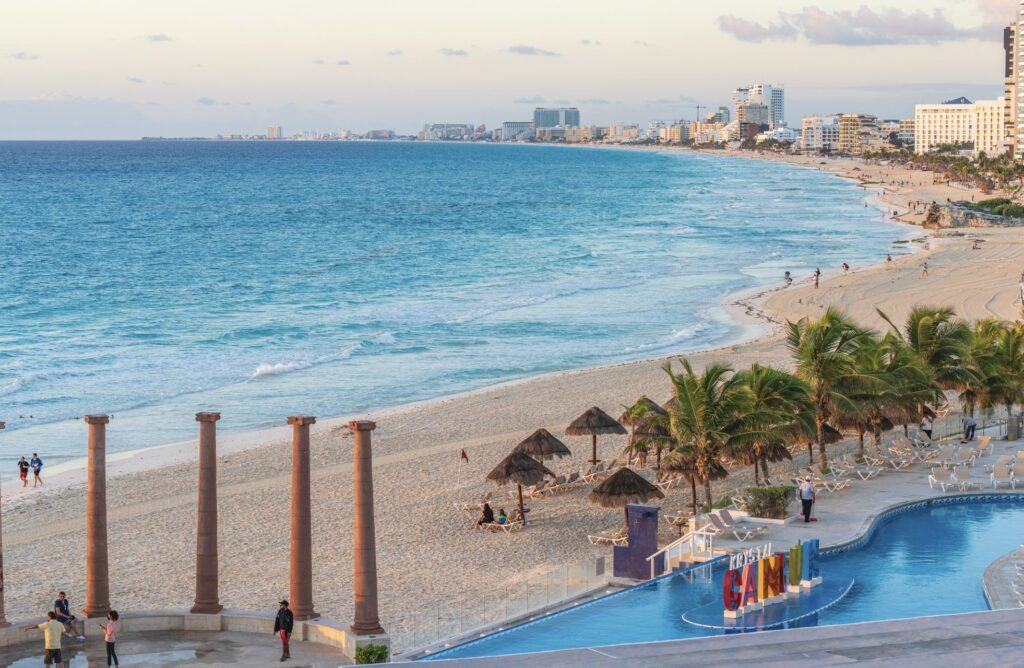 Cancun resort pool on beach