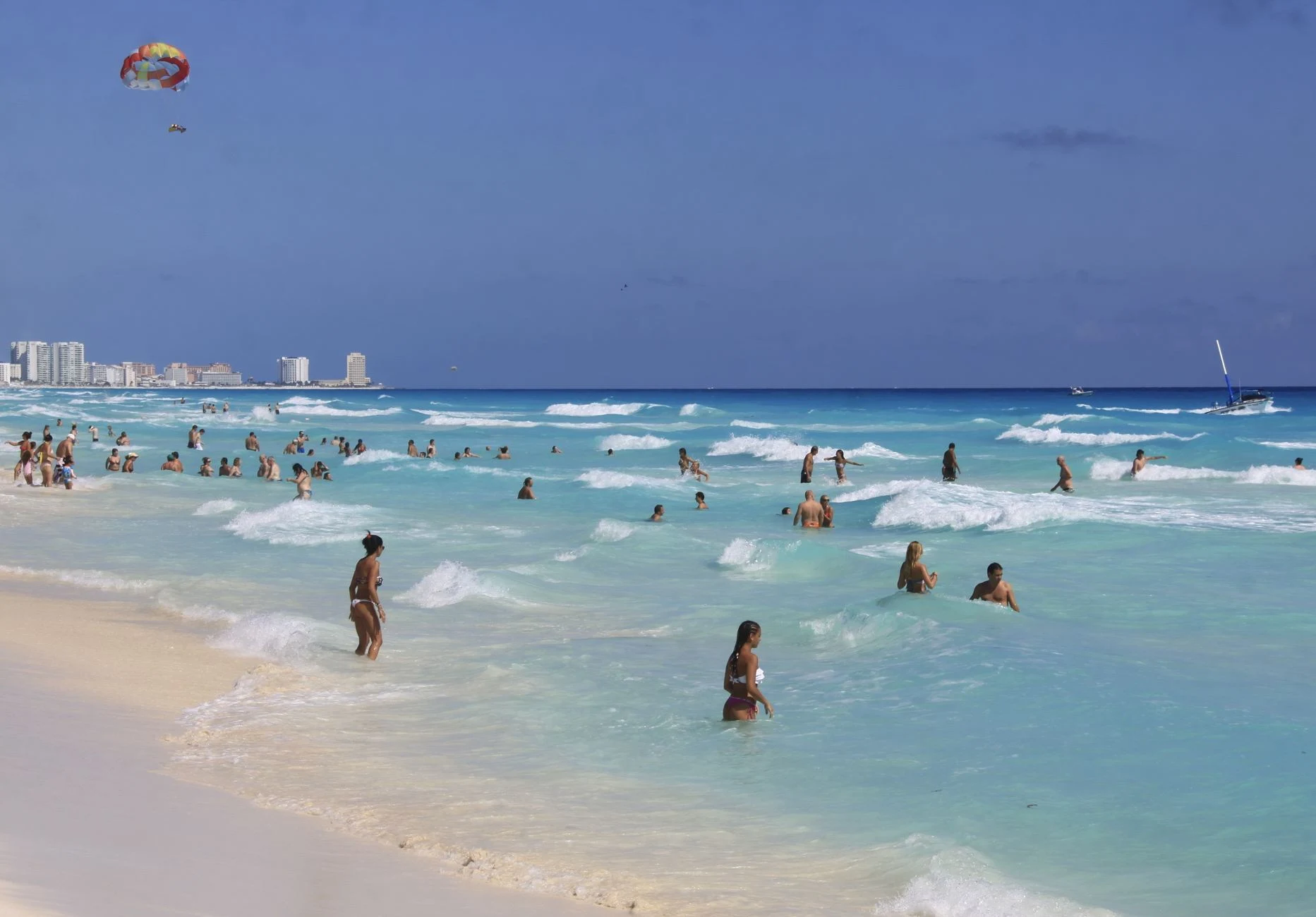 Busy Beach Swimming hotel zone