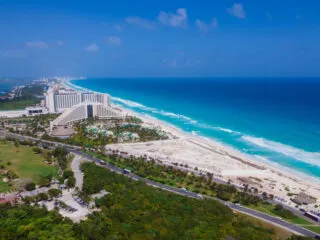Aerial view of Hotel Zone, Cancun, Mexico
