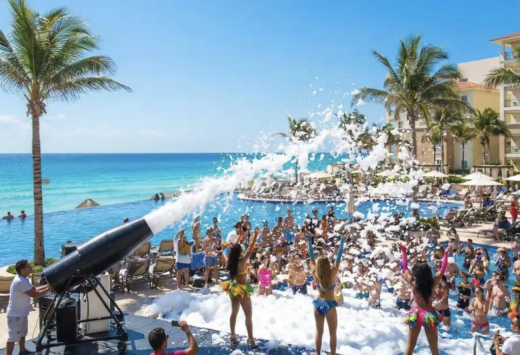 Foam party at Cancun resort