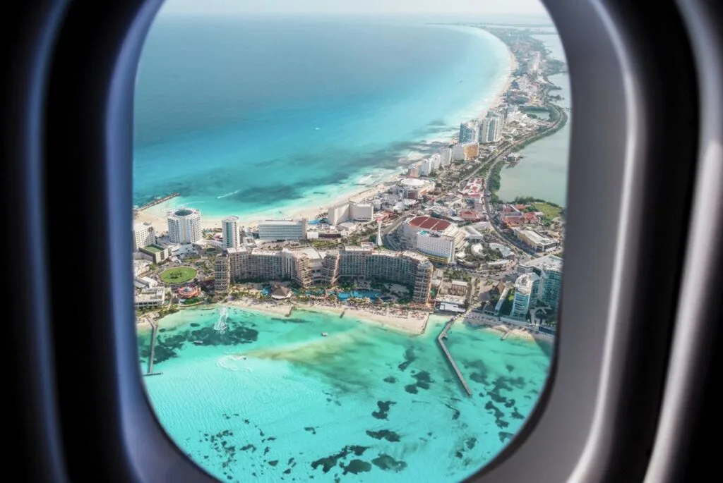 view of Cancun from plane
