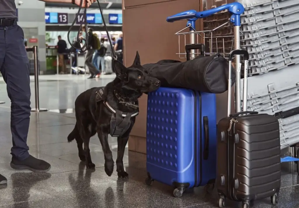 Dog checking bags