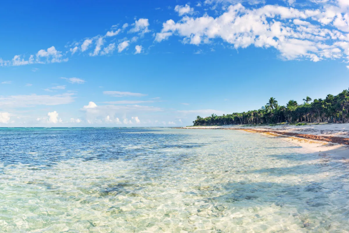 Panorama of Soliman bay beach at Mexico