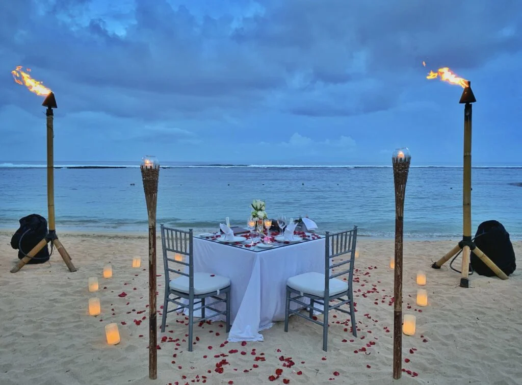 Private romantic beach dinner