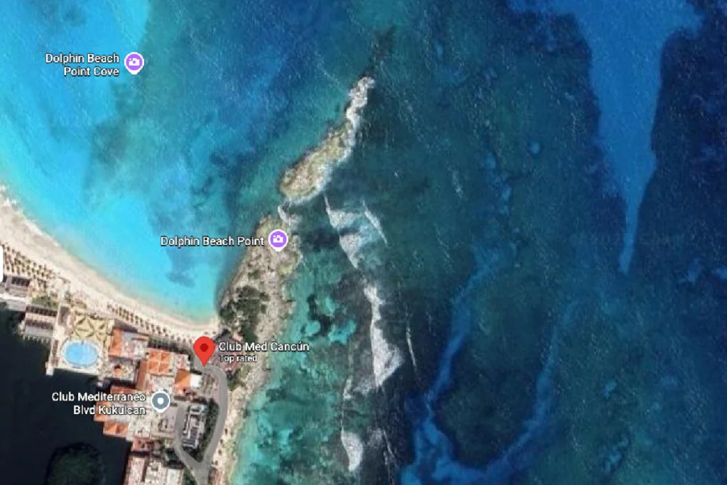 Snorkeling Zone next to Club Med Cancun, Map view