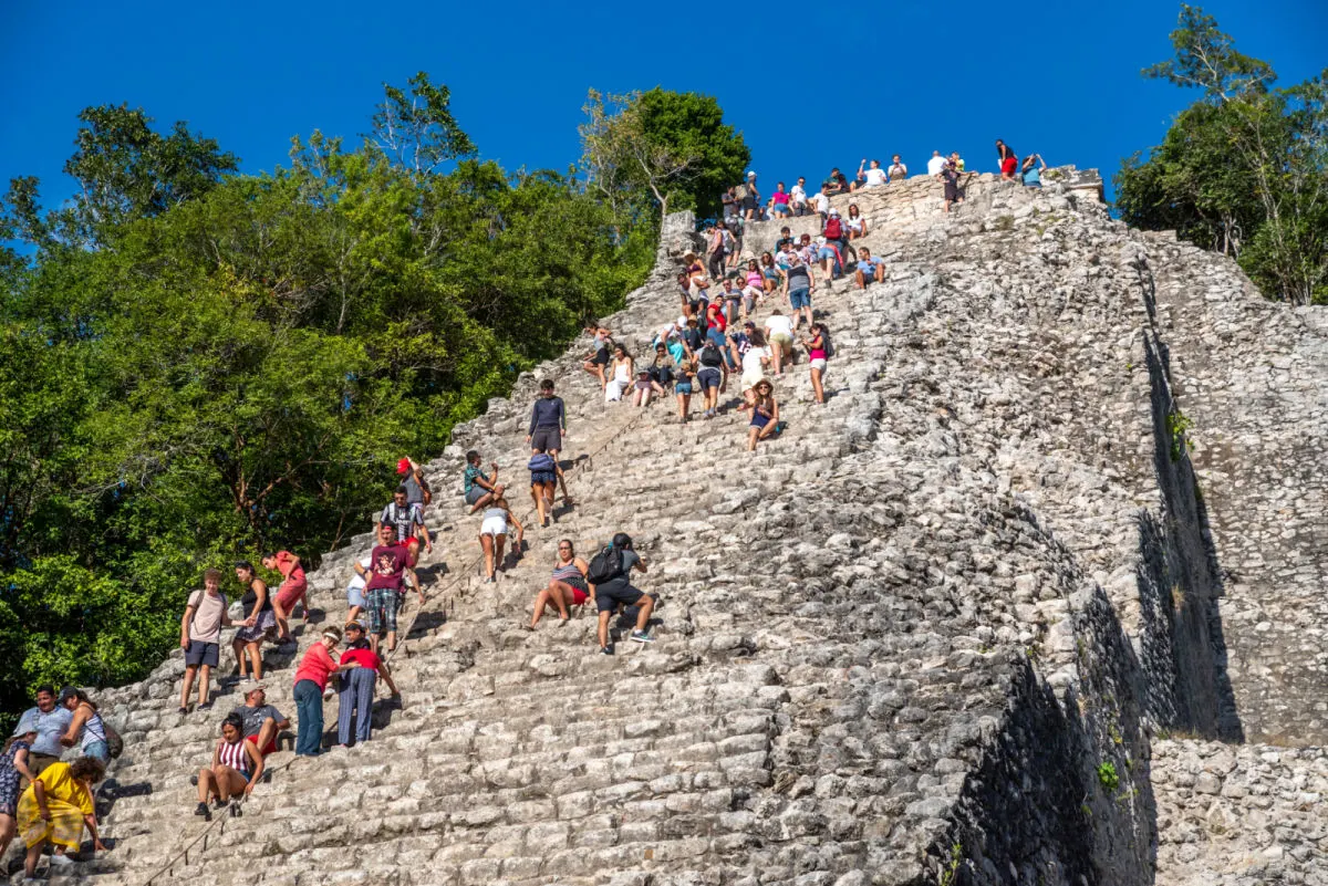 Coba Ruins with Tourists