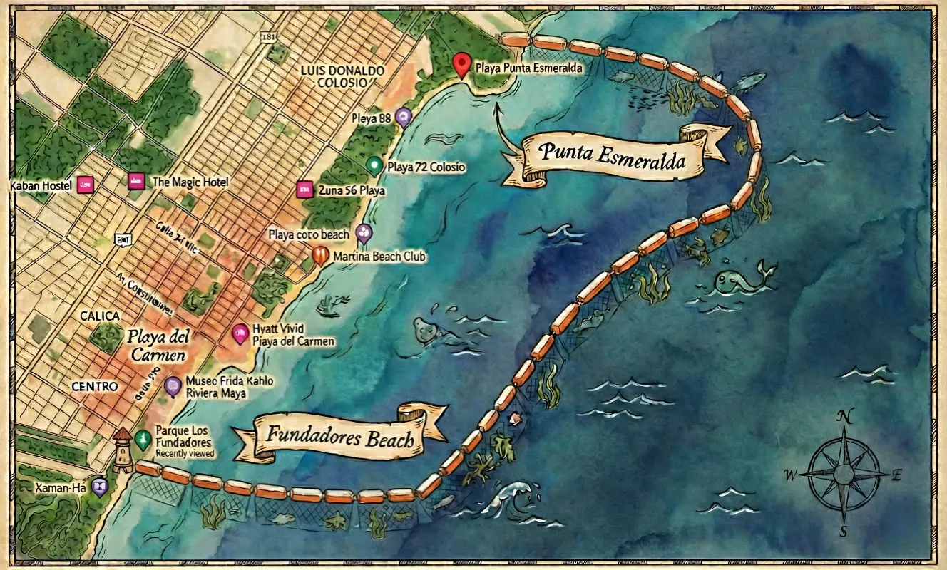 Playa del Carmen Sargassum Barrier Map
