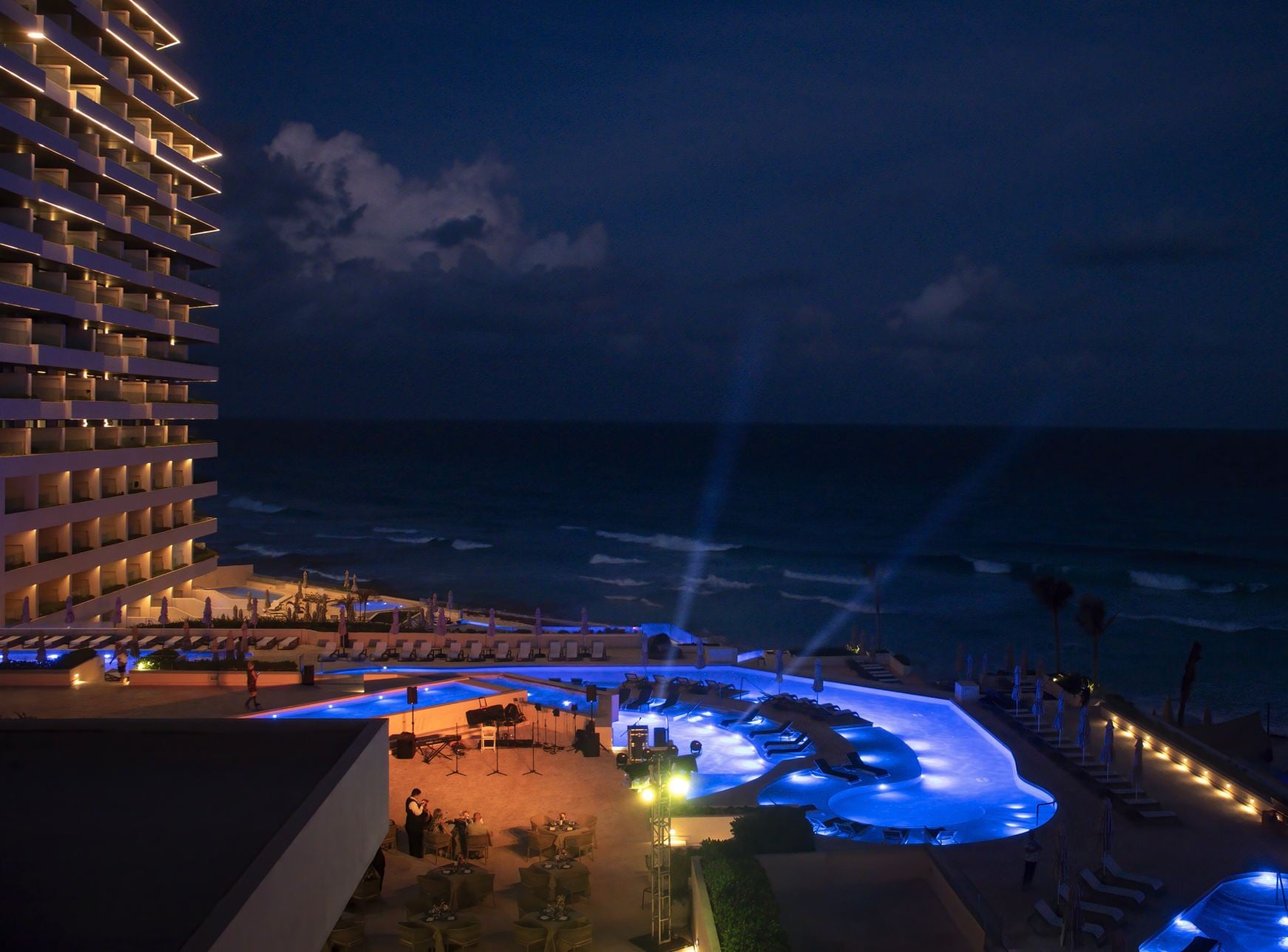 Cancun night time in resort