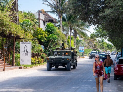 National Guard troops patrolling TUlum