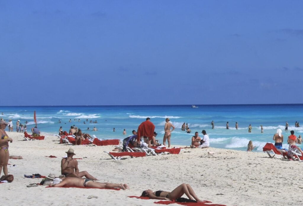 American travelers on Cancun Beach