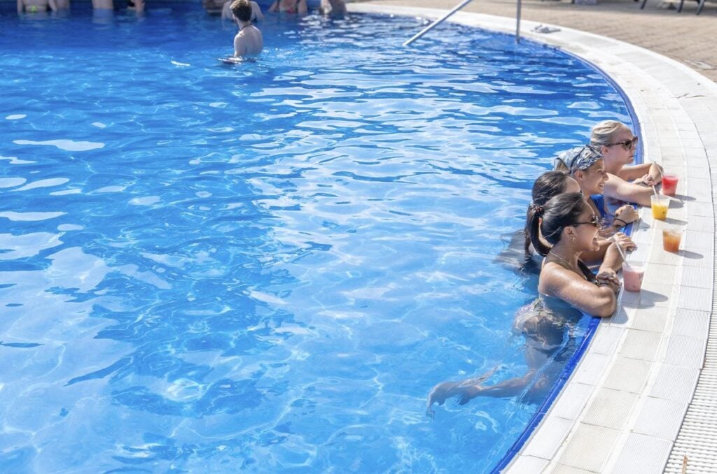 Travelers Near Swim up bar in Cancun Resort